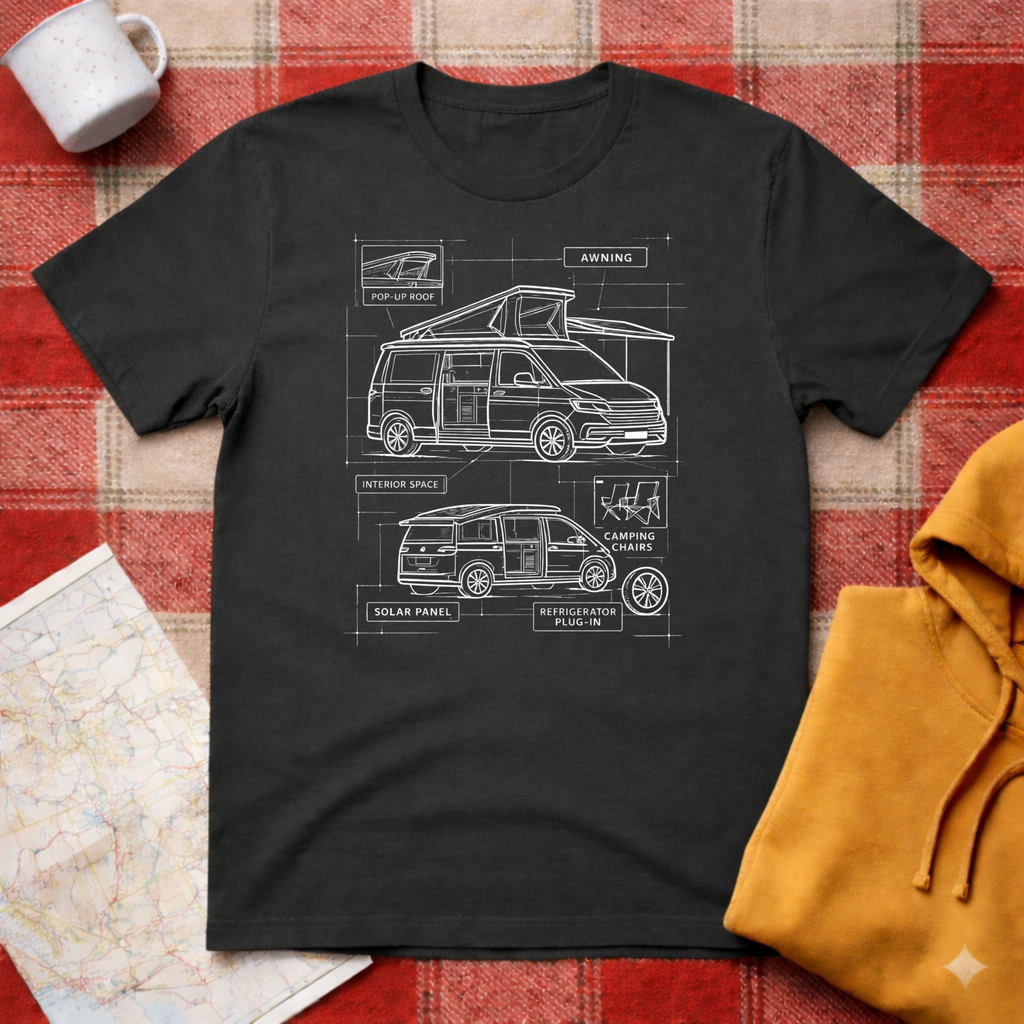 VW Camper Technical Drawing - T-shirt