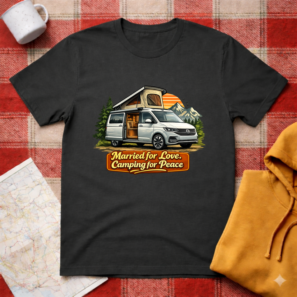 Married For Love, Camping For Peace-T-shirt