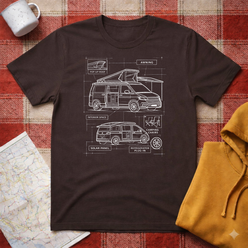 VW Camper Technical Drawing - T-shirt