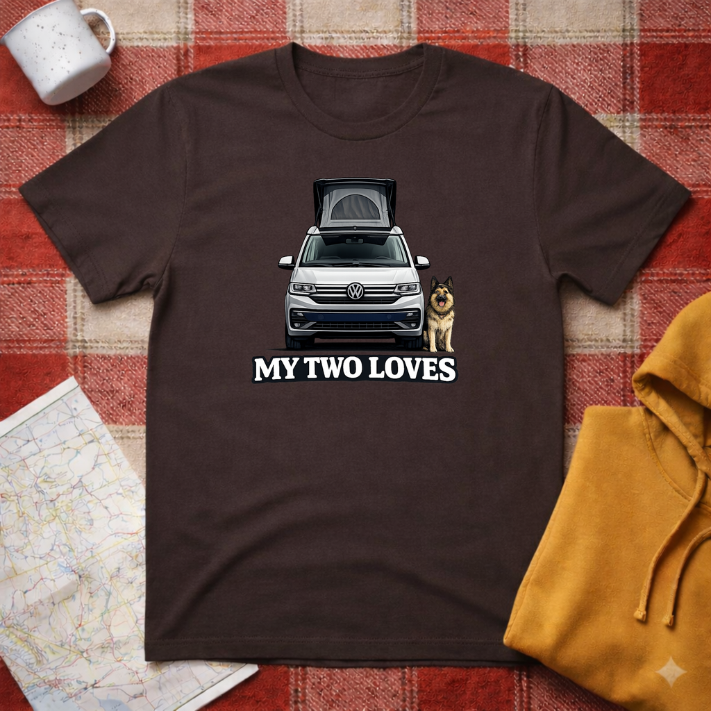 My Two Loves- German Shepherd-T-shirt