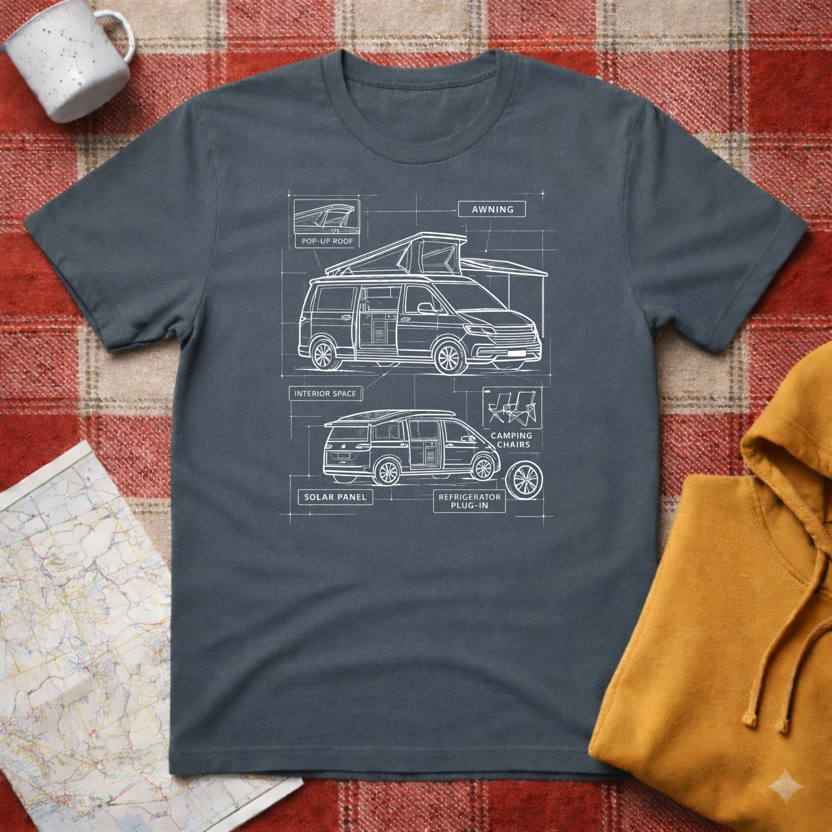 VW Camper Technical Drawing - T-shirt