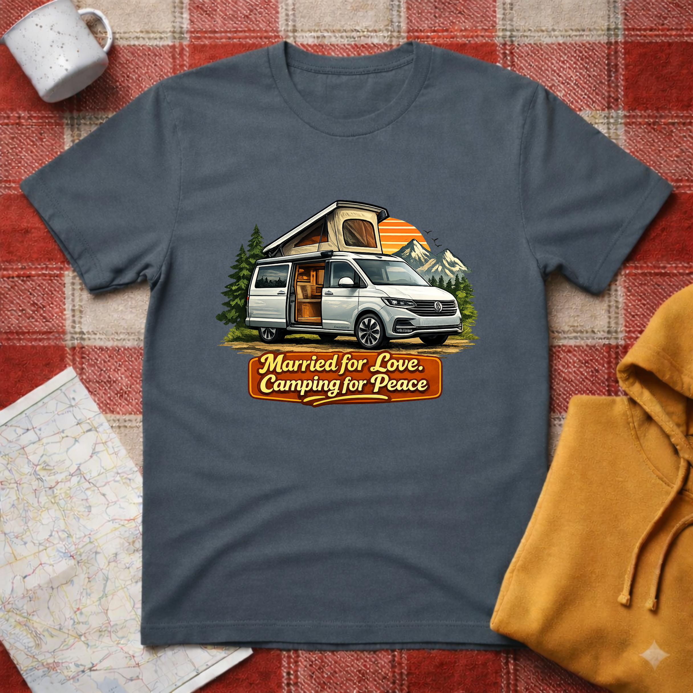 Married For Love, Camping For Peace-T-shirt