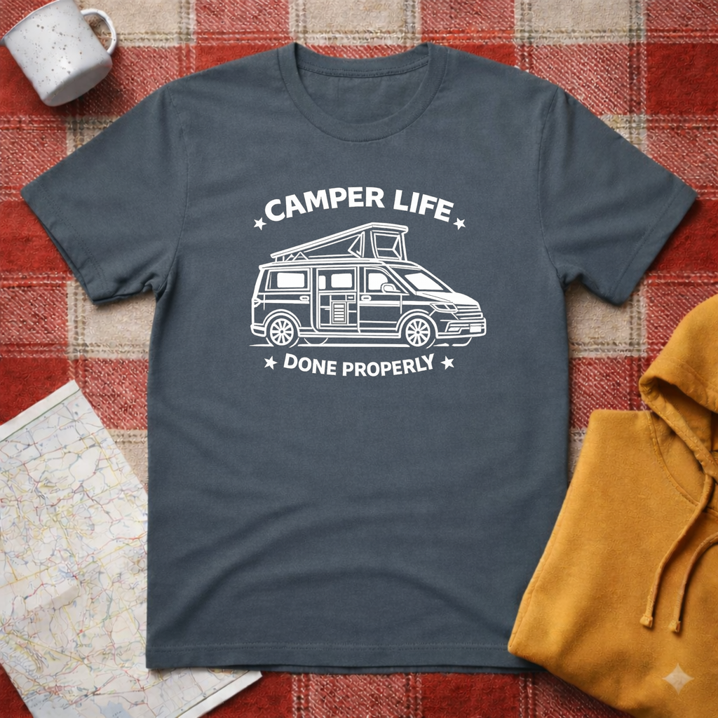 Camper Life Done Properly- T-shirt