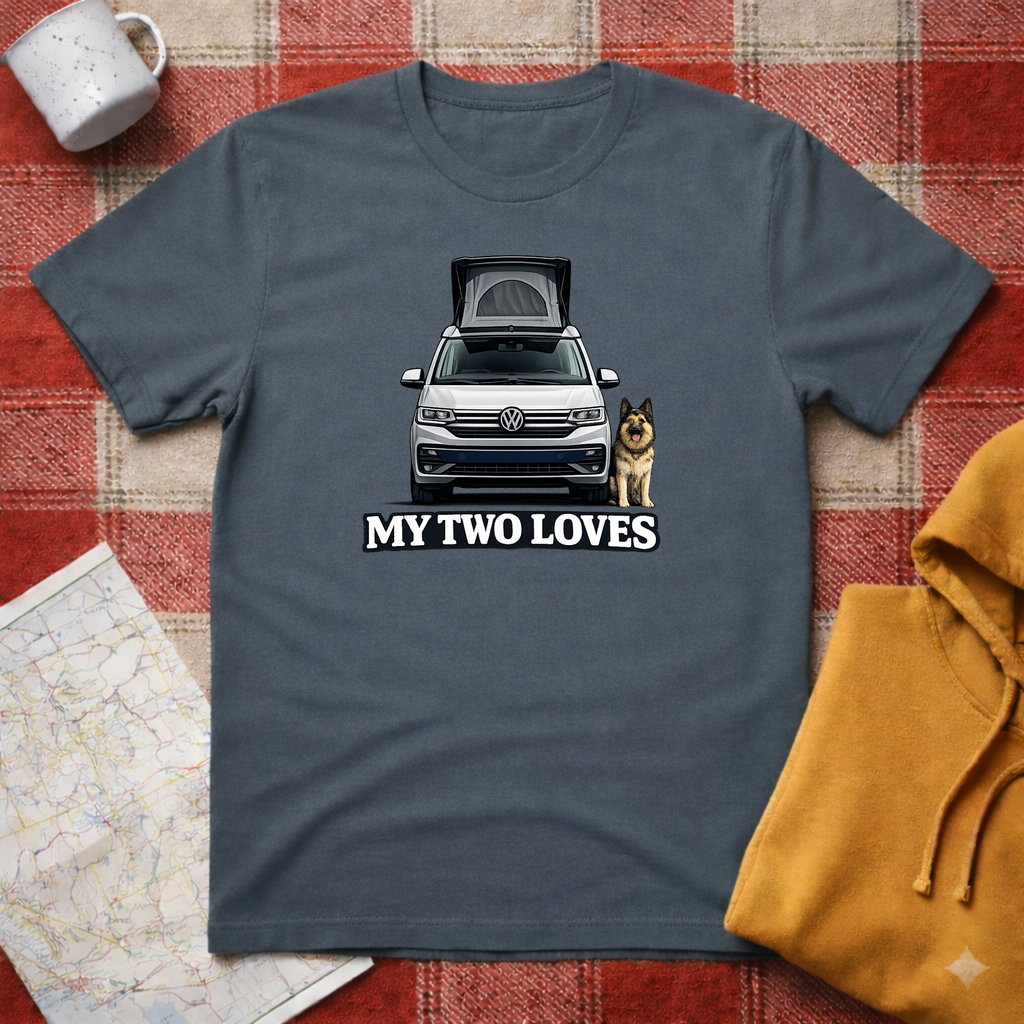 My Two Loves- German Shepherd-T-shirt