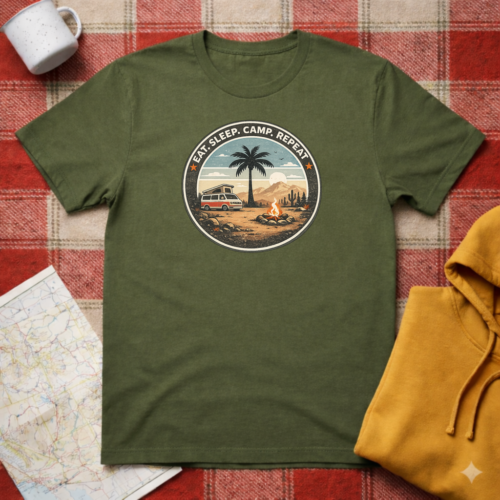 Eat, Sleep, Camp, Repeat T-shirt