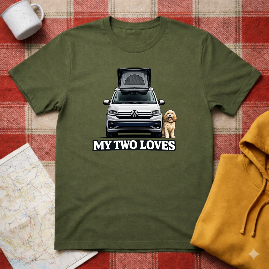 My Two Loves- Labradoodle- T-shirt