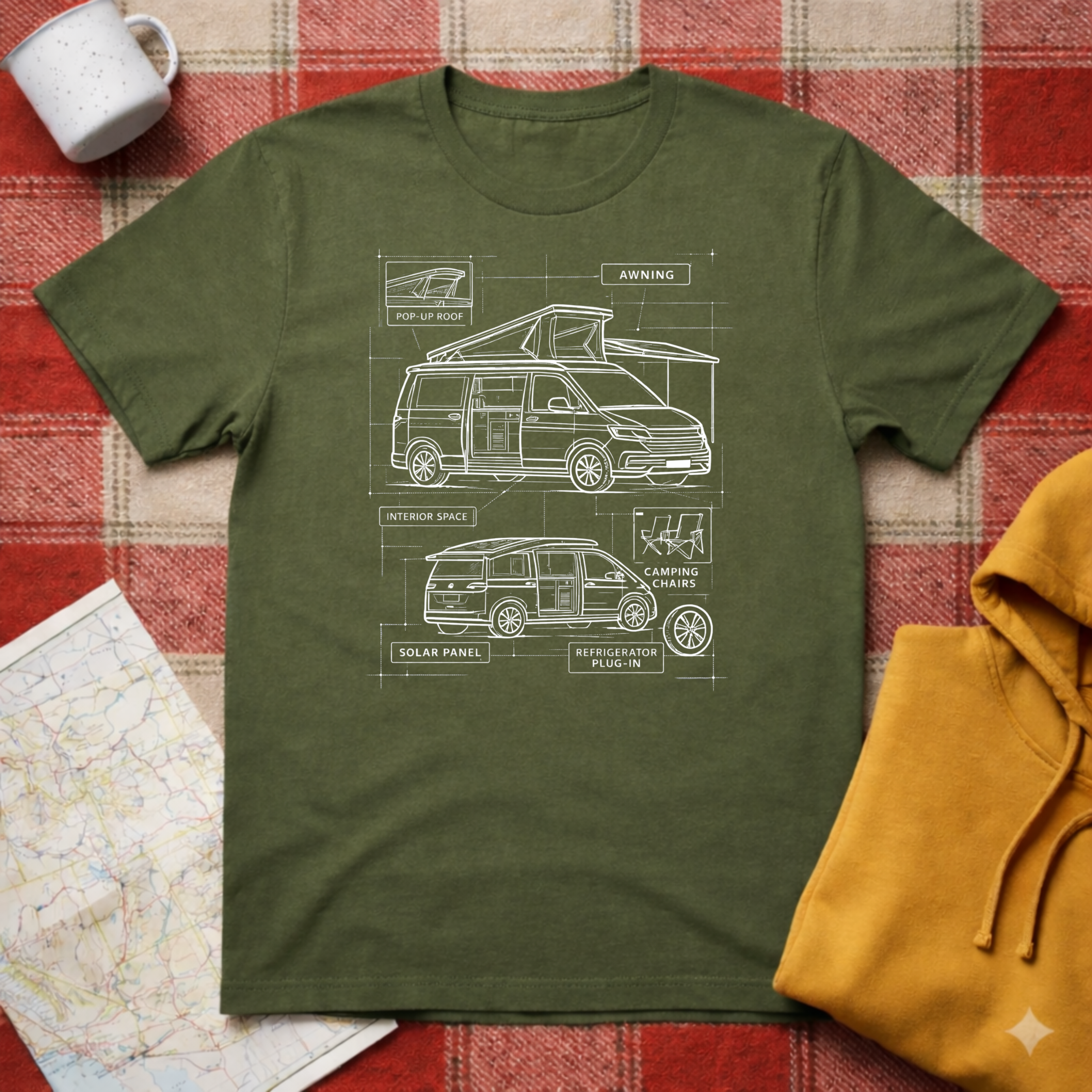 VW Camper Technical Drawing - T-shirt
