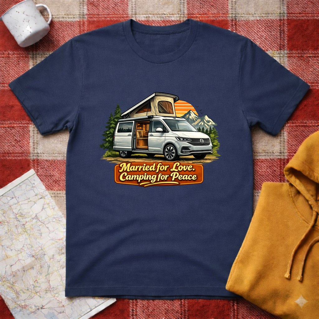 Married For Love, Camping For Peace-T-shirt
