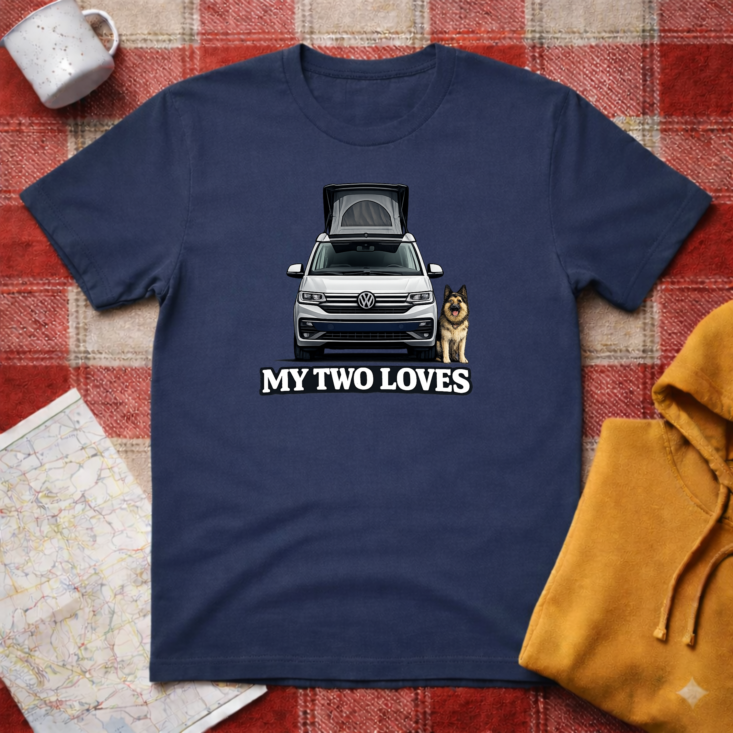 My Two Loves- German Shepherd-T-shirt