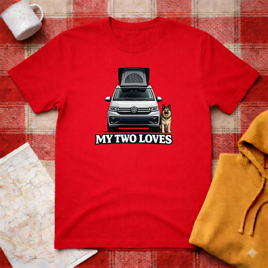My Two Loves- German Shepherd-T-shirt