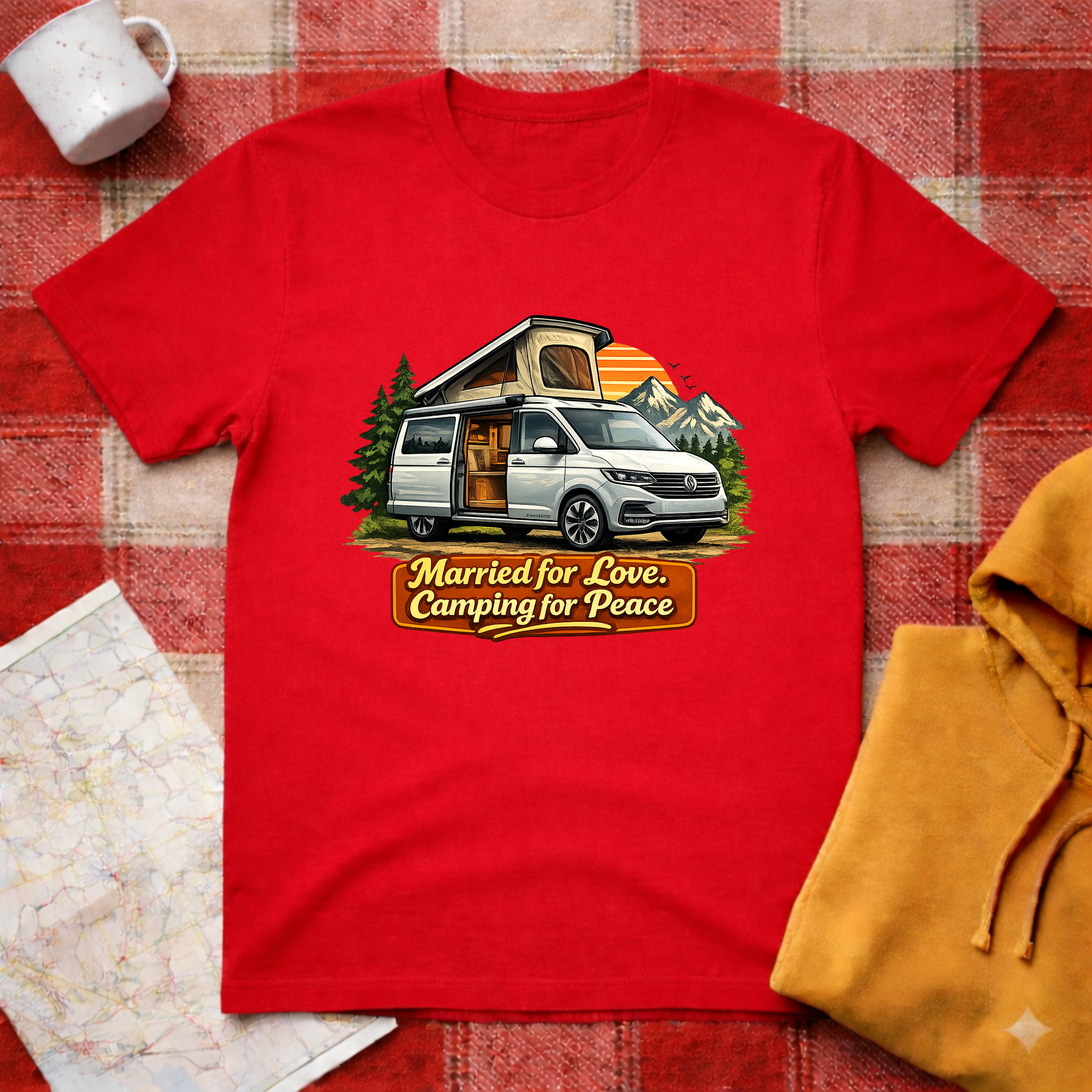 Married For Love, Camping For Peace-T-shirt