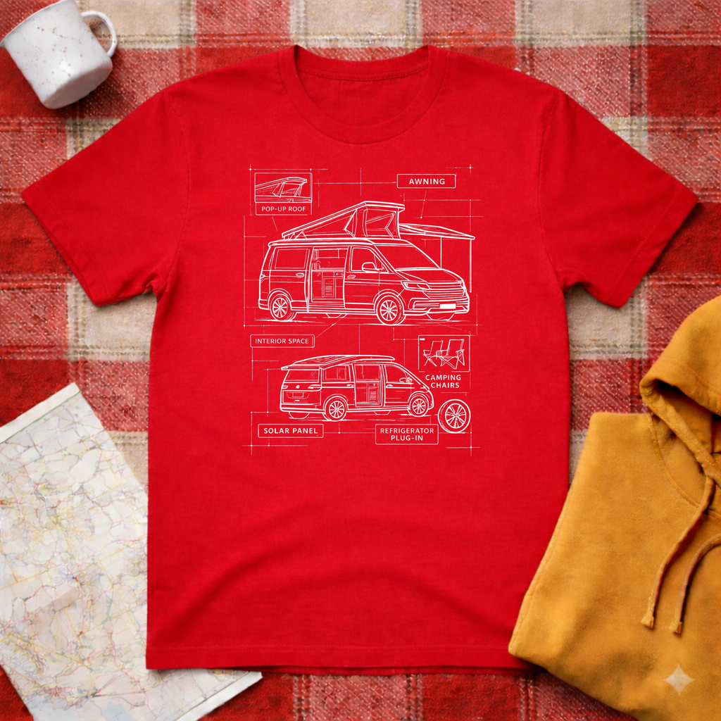 VW Camper Technical Drawing - T-shirt