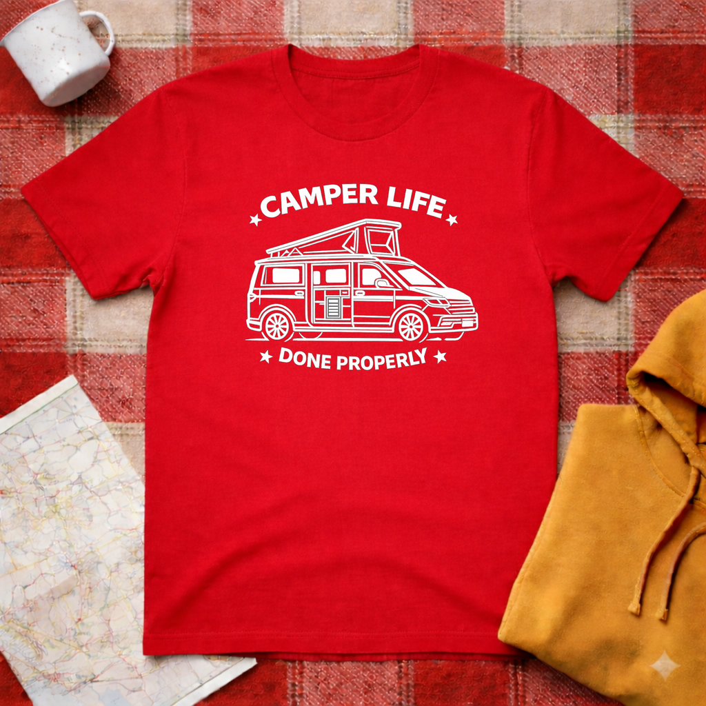 Camper Life Done Properly- T-shirt