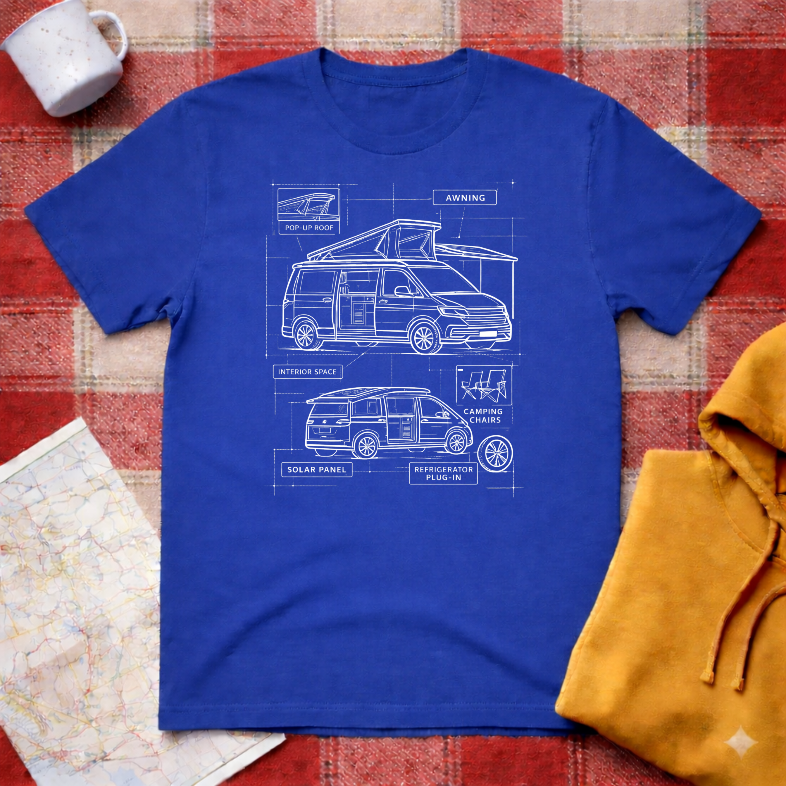 VW Camper Technical Drawing - T-shirt
