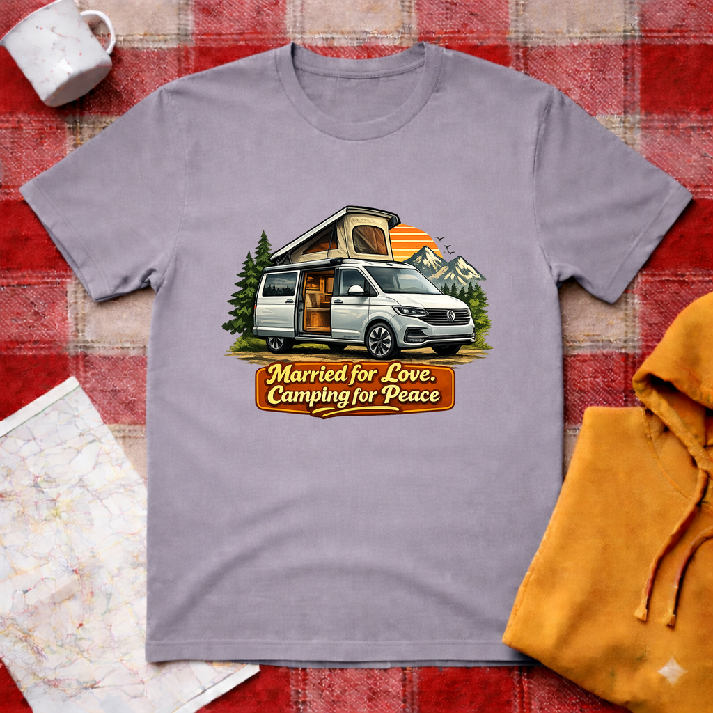 Married For Love, Camping For Peace-T-shirt