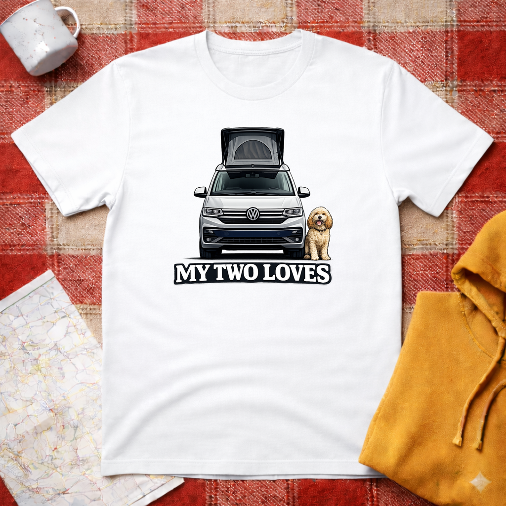My Two Loves- Labradoodle- T-shirt