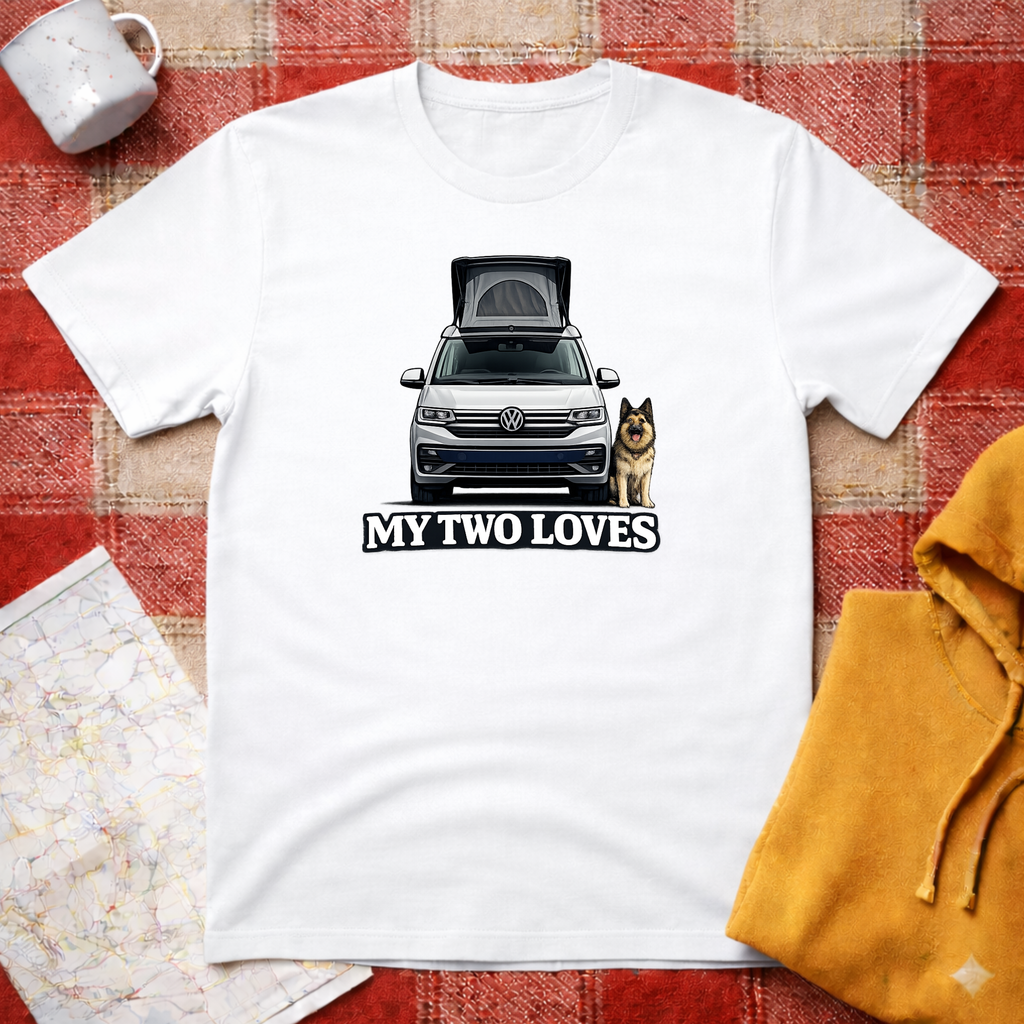 My Two Loves- German Shepherd-T-shirt